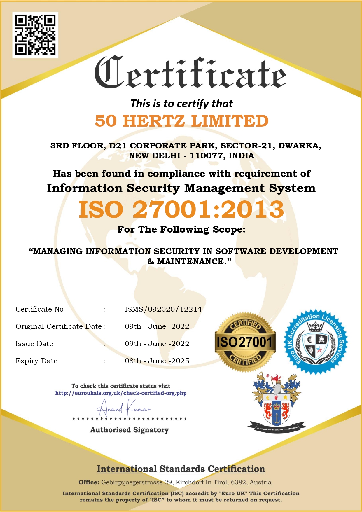 2022_ISO 27001_50 Hertz_Limited